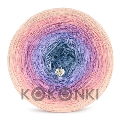 Klubíčko KOKONKI Classic B113 Wind man - Lososová / meruňka / vřes / fialka / denim 3 nitky 1500m 