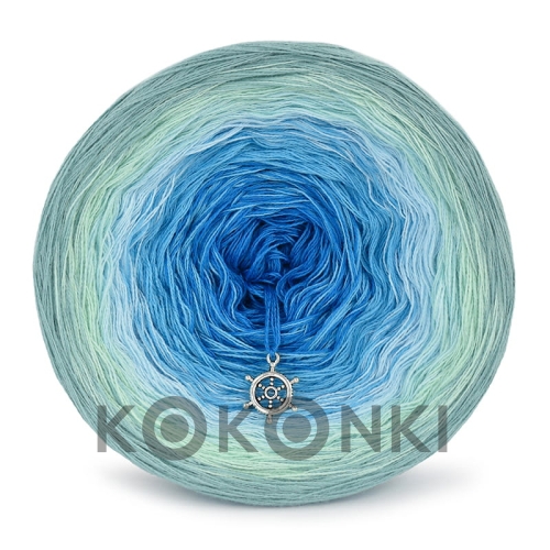 Klubíčko KOKONKI Classic B119 Motýlí efekt - patina / máta / světle modrá / azurová / azurová 3 nitky 1600m