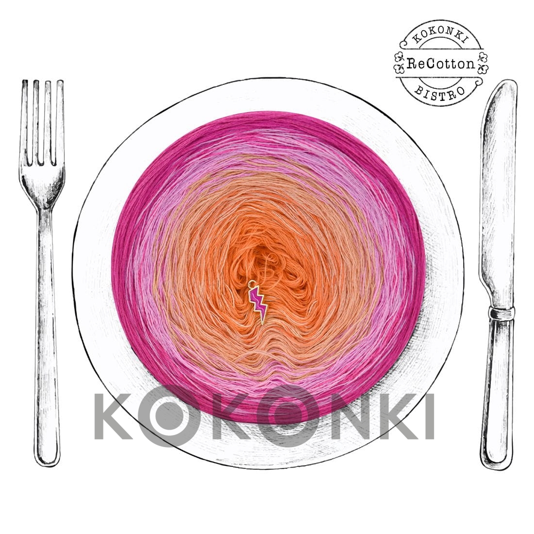 Klubíčko KOKONKI ReCotton RE080 Ovocná mísa - fuchsie/růžová/meloun/dýně 3  nitky 1500m