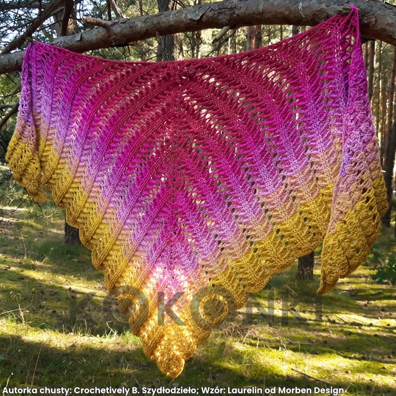 Klubíčko KOKONKI Merino 775 Sunkissed KNOP - hořčice/zlatá/studená růžová/pivoňka/fuchsie 3 nitky 1500m