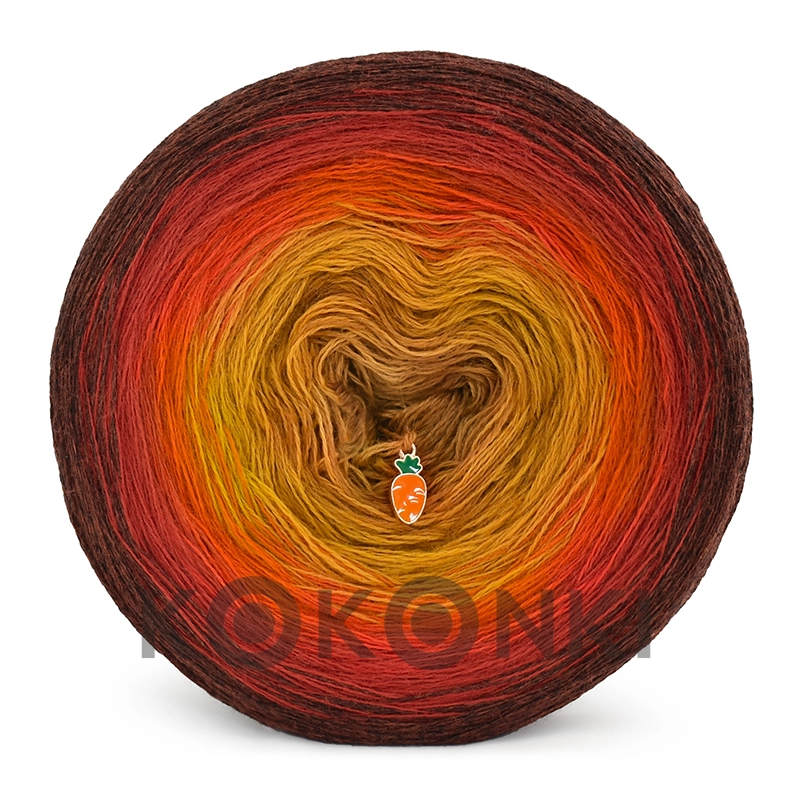 Klubíčko KOKONKI Merino KNOB 773 Pohled zpět - měděná melanž/cihla/červená/med/teplá hnědá 3 nitky 1500m
