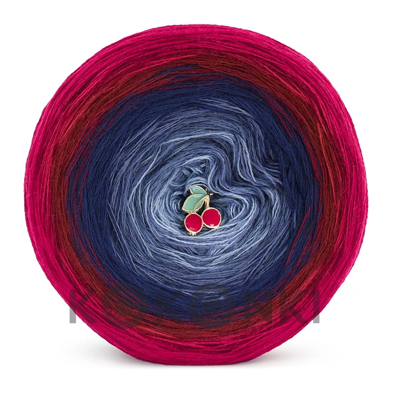 Klubíčko KOKONKI  Merino KNOP 772 Shared moments - Rubínová/vínová/námořnická modrá/fumo/šedomodrá 3  nitky 1500m
