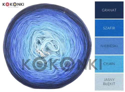 Klubíčko KOKONKI CLASSIC A428 Navy / safír / modrá / azurová / světle modrá 4 nitka 1400m