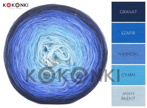 Klubíčko KOKONKI CLASSIC A428 Navy / safír / modrá / azurová / světle modrá 3 nitka 1200m