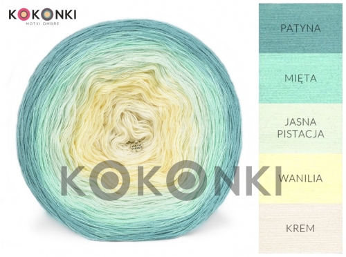 KOKONKI CLASSIC A719 Patina / máta / lehká pistácie / vanilka / krém 4 nitka 1400m