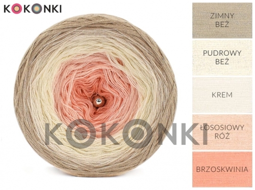 Klubíčko KOKONKI B058 Všechno nejlepší k narozeninám - studená béžová / prášková béžová / krémová / lososově růžová / broskvová 3 nitka 1200m