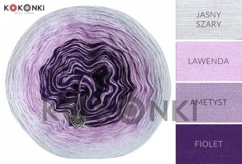 KOKONKI CLASSIC A595 MIX Lavender's Tale - světle šedá / levandule / ametyst / fialová 4 nitka 1100m