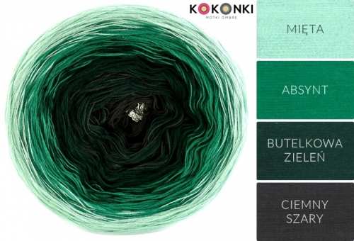 KOKONKI A630 v absintu - Mint / absintu / tmavě zelená / tmavě šedá 3 nitka 1000m