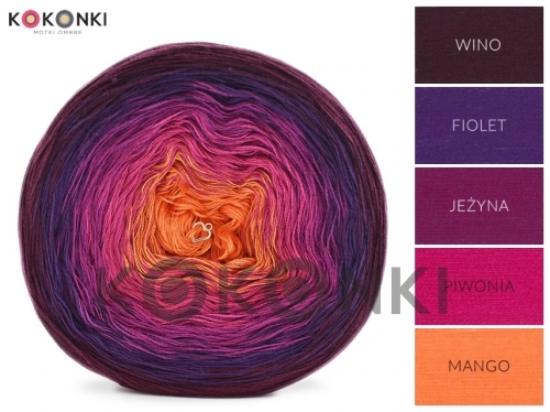 KOKONKI A906 Víno / fialová / ostružina / pivoňka / mango 3 nitka 1800m