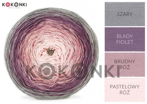 Klubíčko KOKONKI CLASSIC A791 Šedá / bledě fialová / špinavě růžová / pastelově růžová 3 nitka 1200m