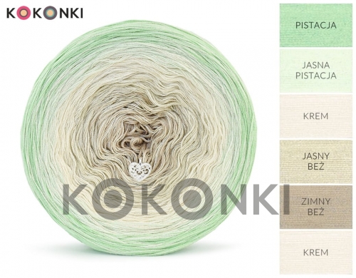 Klubíčko KOKONKI Cream Rare Classic R78 - Pistácie / světlé pistácie / krémové / světle béžové / studené béžové + krém 3 nitka 1400m