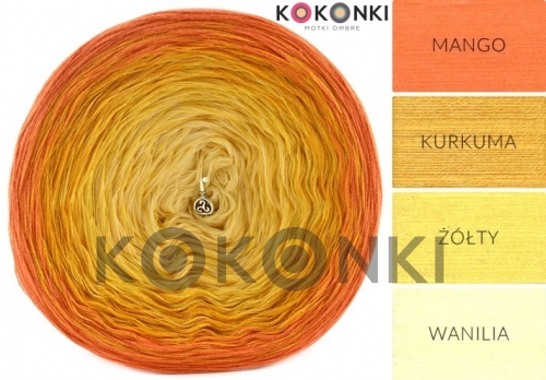 Klubíčko KOKONKI CLASSIC A627 Mango / kurkuma / žlutá / vanilka 3 nitka 1300m