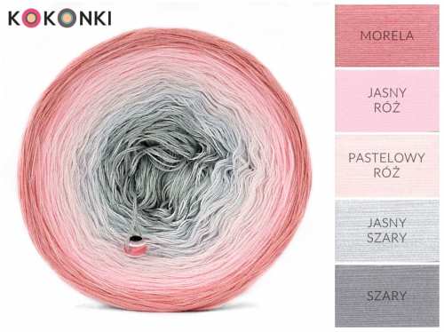 Klubíčko KOKONKI B041 Subtle - Meruňka / světle růžová / pastelově růžová / světle šedá / šedá/ 3 nitka 1600m