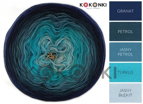 Klubíčko KOKONKI A421 Navy / benzín / světle benzín / tyrkysová / světle modrá 3 nitka 1000m