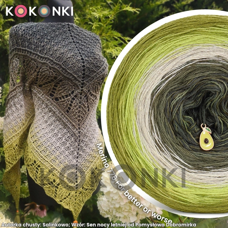 Klubíčko KOKONKI Merino 776 V dobrém i zlém - Olivová/limetka/len/khaki/tmavá khaki 3 itky 1200m