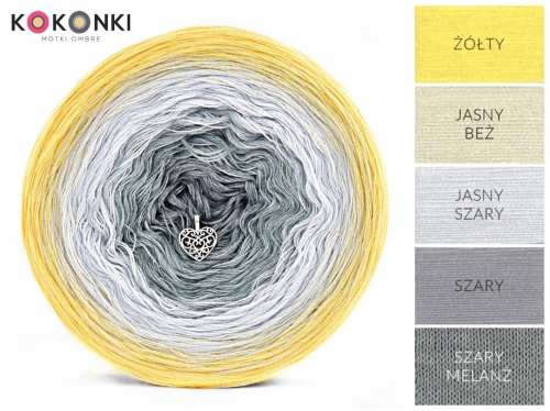 KOKONEK B003 Krok za krokem - žlutá / světle béžová / světle šedá / šedá / šedá melanž