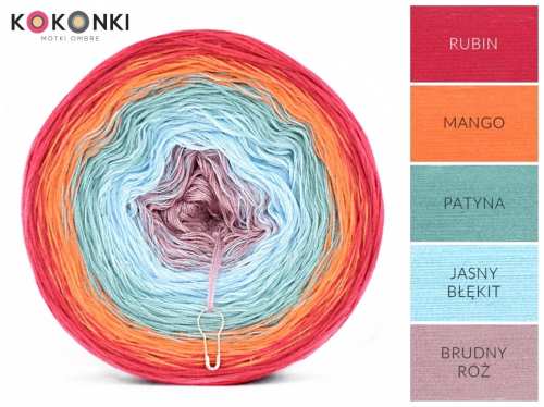 KOKONEK B005 Celý dům - Rubin / mango / patina / světle modrá / špinavě růžová