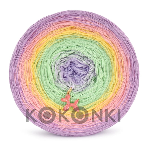 Klubíčko KOKONKI Classic B117 Překvapivé překvapení - Vřes / meruňka / žlutá / pistácie / levandule 3 nitky 1200m