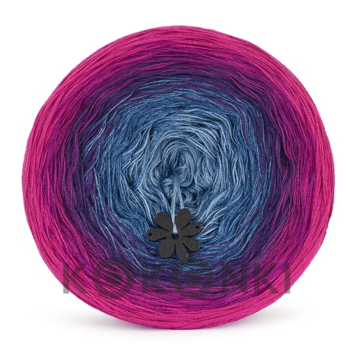 Klubíčko KOKONKI Classic B114 Hluboko v očích - Piwonia / ostružina / fialka / indigo melange / denim 3 nitky 1200m