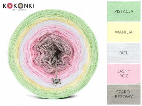 KOKONEK B010 Dotek jara - Pistácie / vanilka / bílá / světle růžová / šedobéžová