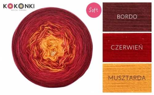 KOKONKI Soft 135 - Burgundsko / červená / hořčice