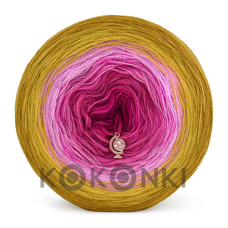 Klubíčko KOKONKI Merino 775 Sunkissed KNOP - hořčice/zlatá/studená růžová/pivoňka/fuchsie 3 nitky 1200m