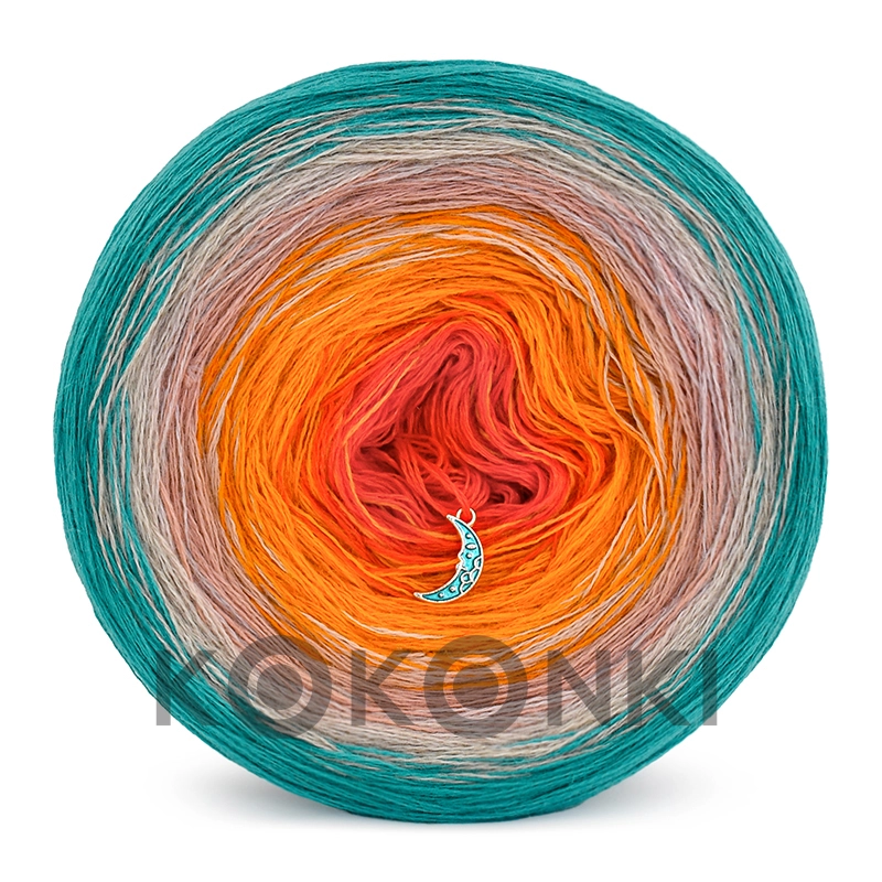 Klubíčko KOKONKI Merino 774 Blízko pobřeží - smaragd/safari/prašná meruňka/pomeranč/pomeranč/jeřabina 3 nitky 1200m