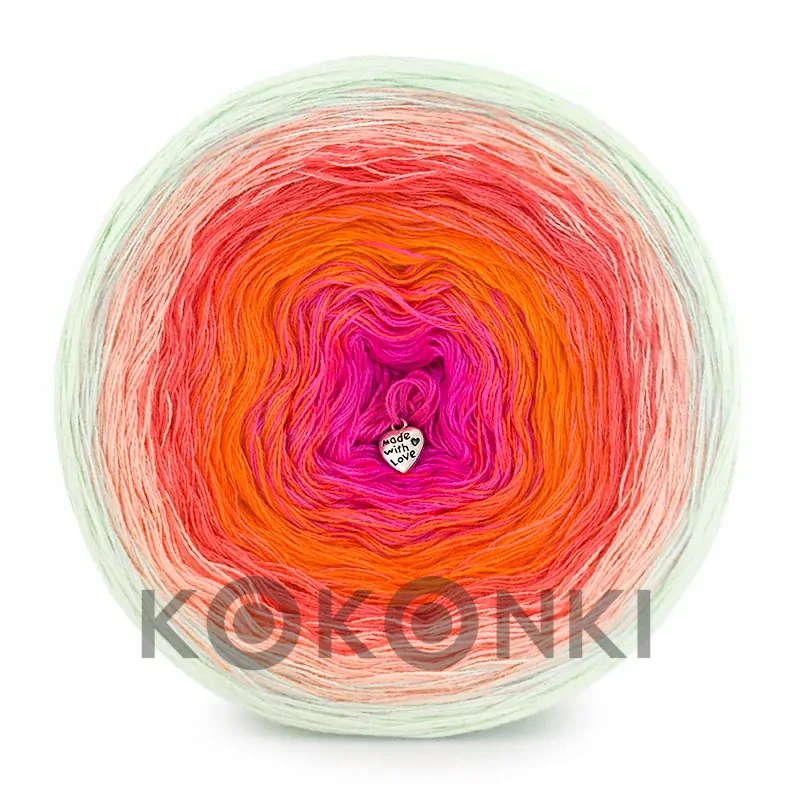 Klubíčko KOKONKI Classic B193 světlá pistácie/ broskev/papája/ sytý pomeranč/ultra růžová 4 nitky 1800m