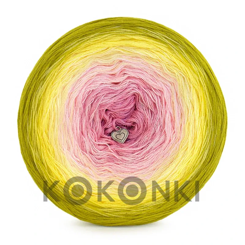 Klubíčko KOKONKI Classic B189 limeta/máslová/vanilka/ světlá meruňková/malinová růžová 3 nitky 1500m