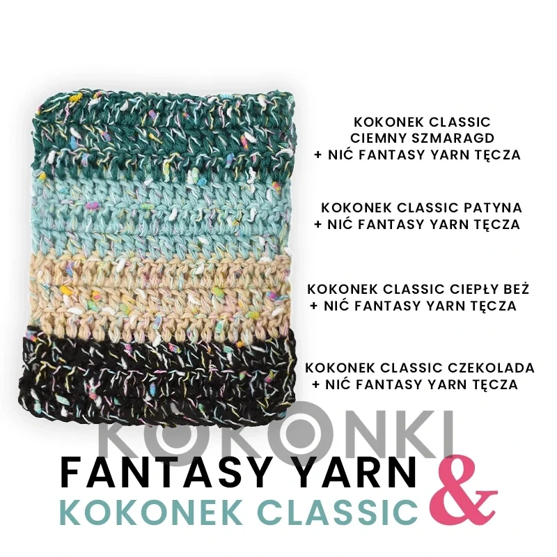 Nit s nopky KOKONKI bílá s barevnou duhou 400m