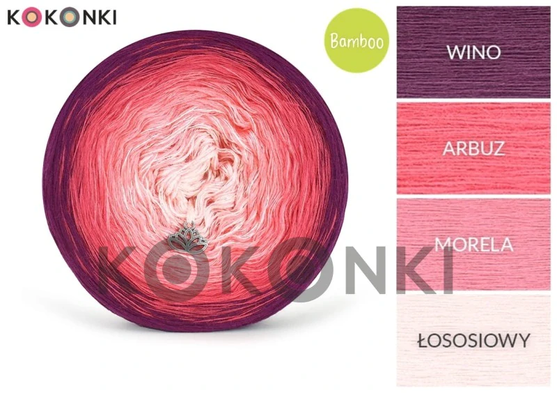 Klubíčko KOKONKI Bamboo BB89 - Víno/meloun/meruňka/losos 4nitky 1200m