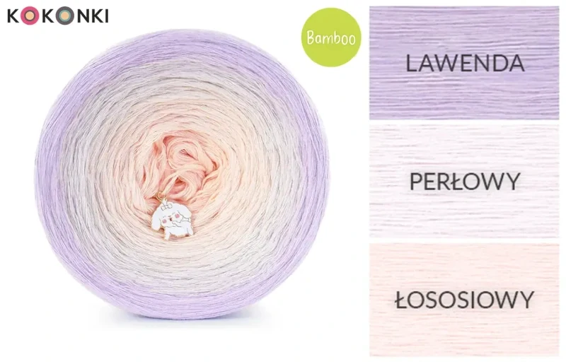 Klubíčko KOKONKI Bamboo BB100 - Levandulová/perlová/lososová / 4 nitky / 1200 m / 240 g