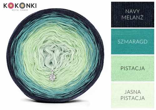 KOKONKI A988 Navy melange / smaragd / pistácie / sv. pistácie/ 3 nitky 800m