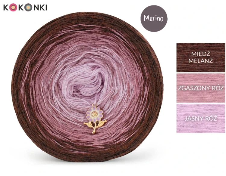 Klubíčko KOKONKI Merino 881 TKB Brownie Pink - Měděný melír/prachová růžová/světle růžová 3 nitky