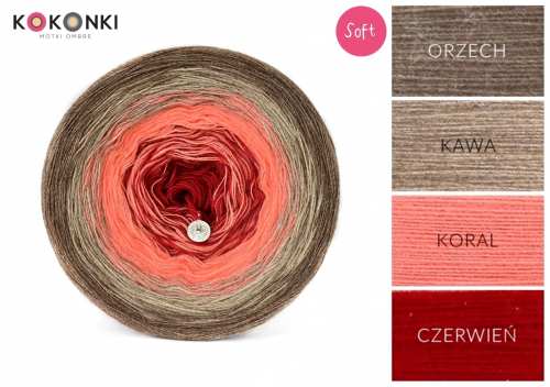 KOKONKI Soft 214 - ořech / káva / korál / červená