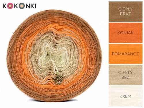KOKONKI B035 Pláž - Teplá hnědá / koňak / oranžová / teplá béžová / krémová/ 3 nitky 1200m