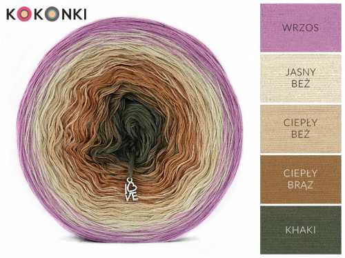 KOKONKI B037 Surprise - Heather / světle béžová / teplá béžová / teplá hnědá / khaki/ 3  nitky 1200m