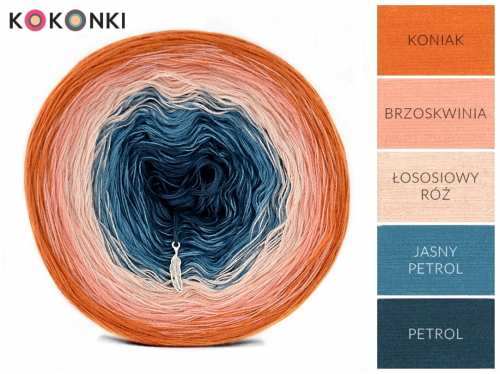 KOKONKI B039 Západ - Koňak / Broskev / Lososová růžová / světlý benzín / benzín/ 3 nitky 1200m