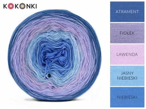 KOKONKI B044 Levandule - inkoust / fialová / levandule / světle modrá / modrá/ oranžová / teplá béžová / krémová
