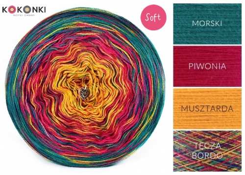 KOKONKI SOFT Rare Marine R01 / pivoňka / hořčice + rainbow vínová