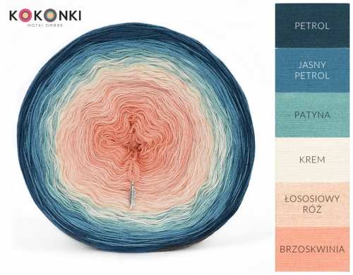KOKONKI A733 Benzín / lehký benzín / patina / krém / lososová růžová / broskev/ 3 nitky 1100m