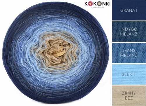 Klubíčko KOKONKI A397 Navy blue / indigo melange / jeans melange / blue / cold beige/ 3 nitky 1000m