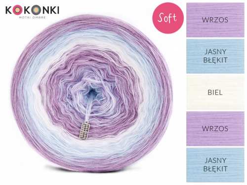 KOKONKI Soft 239 - Heather / světle modrá / bílá / vřes / světle modrá / 3 nitky 1000m