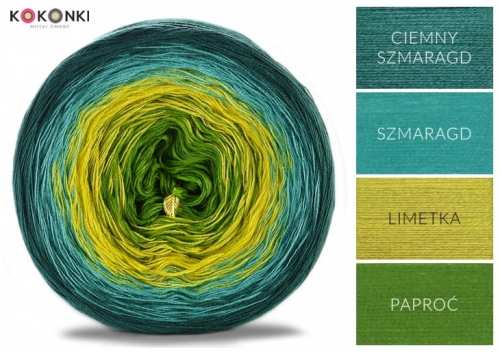 KOKONKI A218 tmavě smaragdová / smaragd / vápno / kapradiny