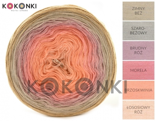 KOKONKI A937 studená béžová / šedobéžová / špinavě růžová / meruňková / broskvová / lososově růžová /4 nitka 1100m