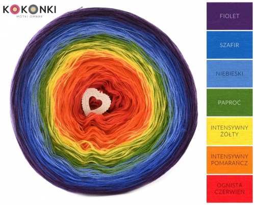 KOKONKI A333 Duha 7 - Violet / safír / modrá / kapradí / intenzivní žlutá / oranžová intenzivní / ohnivě červená
