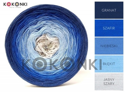  Klubíčko KOKONKI A427 Navy / safír / modrá / modrá / světle šedá 4 nitka 900m