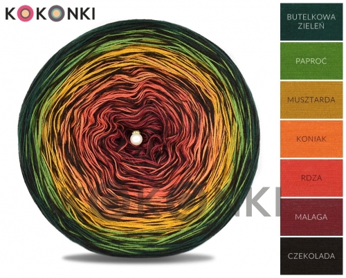 KOKONKI Kish Rare R69 - Zelená láhev / kapradina / hořčice / koňak / rez / Malaga + 2 nitky čokolády 4nitka 1200m