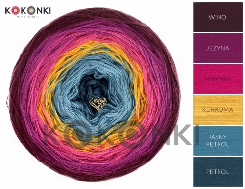 KOKONKI A914 Víno / ostružiny / pivoňka / kurkuma / lehký benzín / benzín 3 nitka 1100m