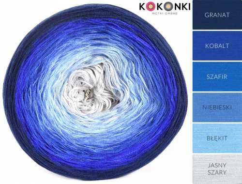  Klubíčko KOKONKI A408 / kobalt / safír / modrá / modrá / světle šedá/ 3 nitky 1000m